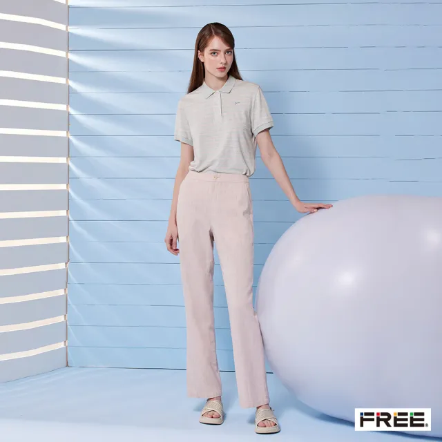 【FREE】有機草木染棉麻小直筒褲(粉橙)
