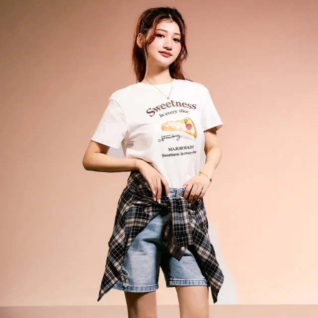 【MAJOR MADE】手繪風法式蛋糕彈力短T(女裝短袖/圖案短T/休閒上衣)