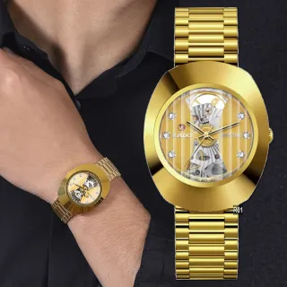 【Rado 雷達表】獨賣款 DiaStar Open Heart鑽星硬金屬開芯機械金色款35㎜ R01(R12064263)