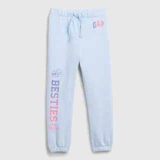 【GAP】女幼童裝 Logo印花束口抽繩鬆緊運動褲-淺藍色(804624)