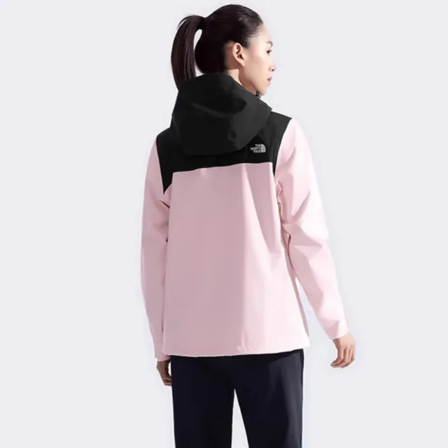 【The North Face】北臉 外套 女款 運動連帽外套 衝鋒衣 防風 防潑水   粉黑 NF0A8DX8E93