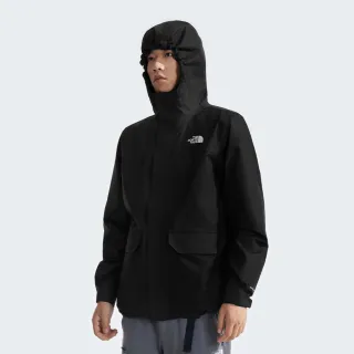 【The North Face】北面男款黑色DryVent防水透氣可調節連帽衝鋒衣｜8AUK4H0(外套)