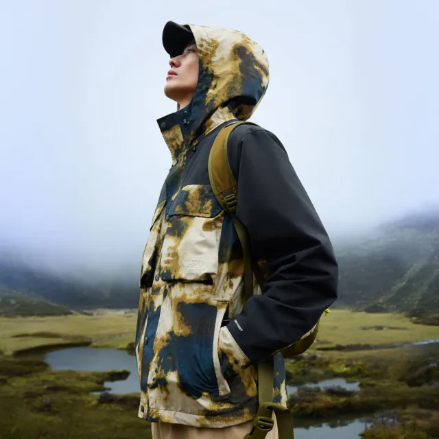 【The North Face 官方旗艦】北面男款綠色DryVent防水透氣連帽衝鋒衣｜83UQ5WO(外套)