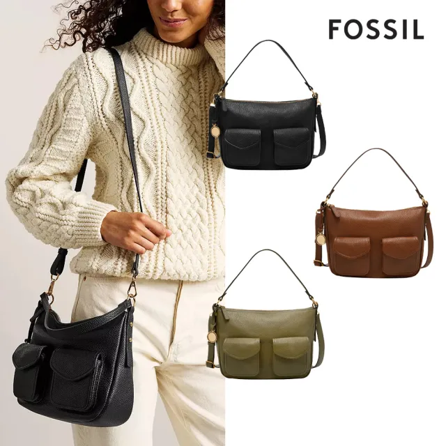 【FOSSIL】Jolie 真皮新月立體外袋斜背包 (多色可選)