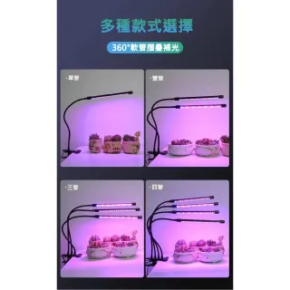 【ROYAL LIFE 皇室生活】LED可定時植物生長燈-三管 4入組(多肉植物燈/水草燈/花卉燈/夾燈/燈條/檯燈)