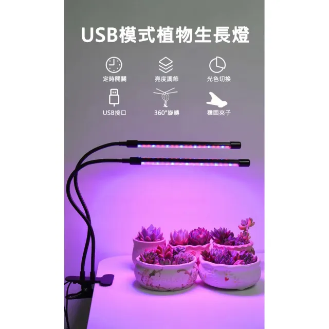 【ROYAL LIFE 皇室生活】LED可定時植物生長燈-三管 4入組(多肉植物燈/水草燈/花卉燈/夾燈/燈條/檯燈)