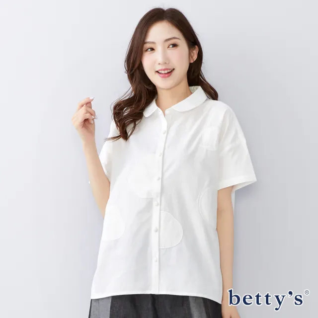 【betty’s 貝蒂思】不規則圓形刺繡短袖襯衫(共二色)