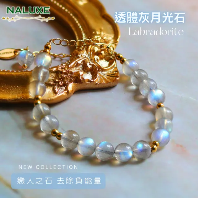【Naluxe】拉長石 灰月光石 設計款開運手鍊(靜心紓壓｜提升洞察力｜激發潛能｜招財聚貴人｜守護愛情)