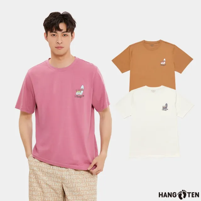 【Hang Ten】中性款-BCI純棉海灘印花/復古衝浪印花/懷舊印花短袖T恤(多款選)