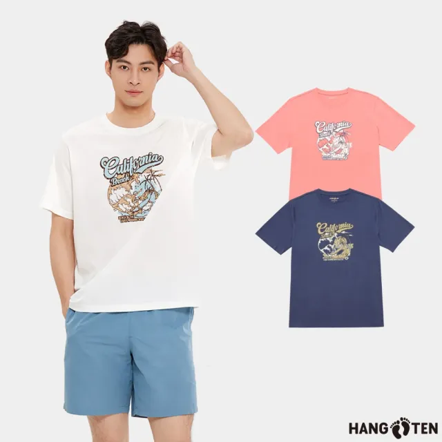 【Hang Ten】中性款-BCI純棉海灘印花/復古衝浪印花/懷舊印花短袖T恤(多款選)