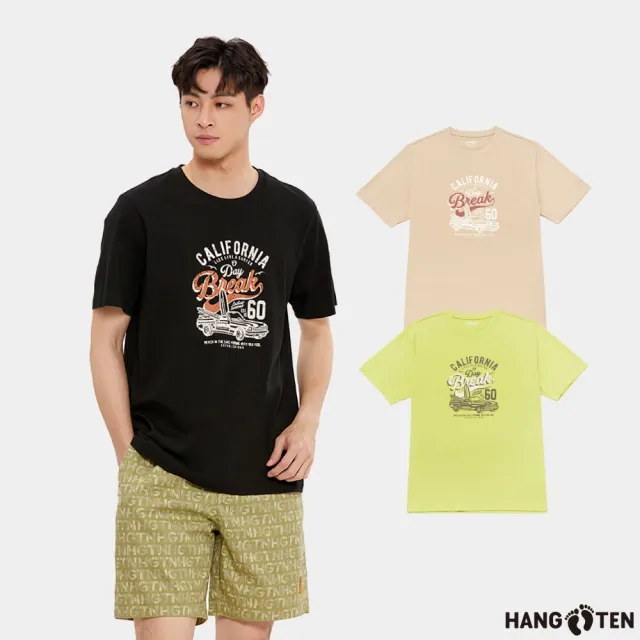 【Hang Ten】中性款-BCI純棉海灘印花/復古衝浪印花/懷舊印花短袖T恤(多款選)