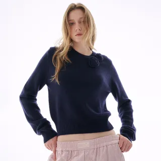 【MARDI MERCREDI】圓領毛衣 海軍藍 玫瑰 CASHMERE CREW NECK ROSE