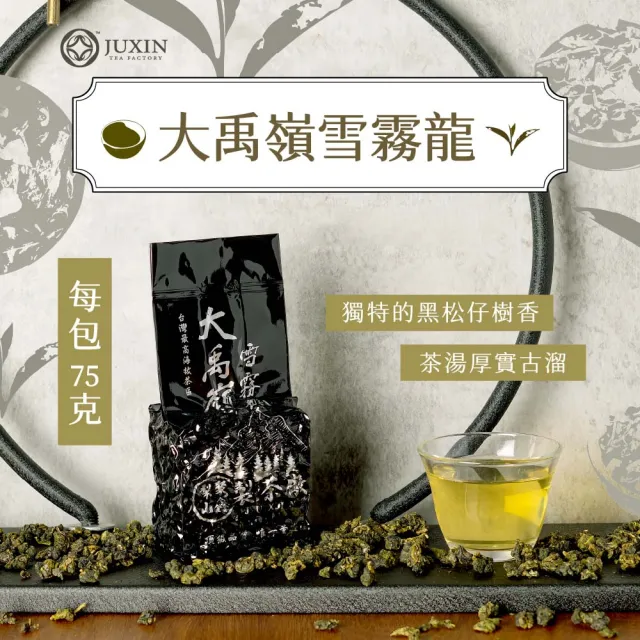 【JUXIN 梨山聚鑫製茶廠】大禹嶺雪霧龍手採高冷茶2兩75g(75克/包、正產地、輕發酵、無焙火)