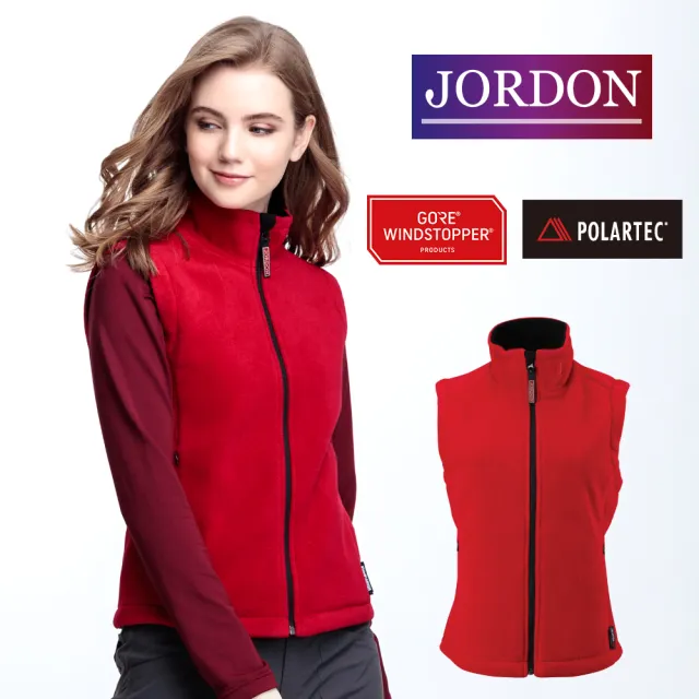 【JORDON 橋登】WINDSTOPPER+POLARTER 女 防風保暖背心(黑色)