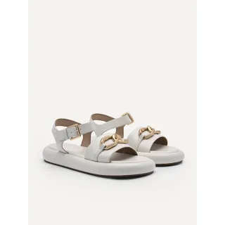 【PEDRO】Amy 腳踝綁帶涼鞋-白色/暖沙色(小CK集團品牌 官方直營)