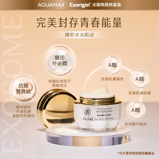 【AQUAMAX 奧科美氏】泌蘭煥顏修護霜30g(蘭花外泌體/撫紋雙胜肽/恢復彈性/乳霜)