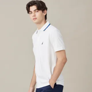 【NAUTICA】官方旗艦 男裝 吸濕排汗撞色領口短袖POLO衫(白色)