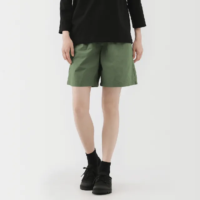 【MUJI 無印良品】女水洗平織布短褲(黑色 米色 卡其 粉紅 暗藍)
