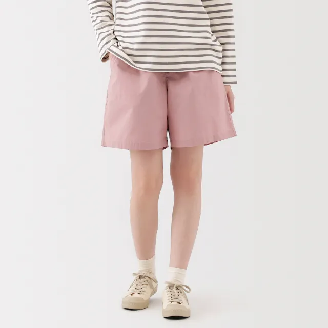 【MUJI 無印良品】女水洗平織布短褲(黑色 米色 卡其 粉紅 暗藍)