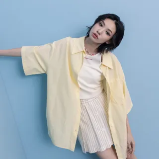 【gozo】A｜涼感天絲大落肩短袖襯衫(兩色)