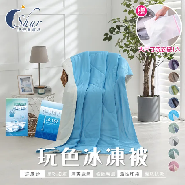 【ISHUR 伊舒爾】玩色雙面冰凍被1入 5x6尺(贈大尺寸洗衣袋1入/涼被/夏被/多款任選 速達)