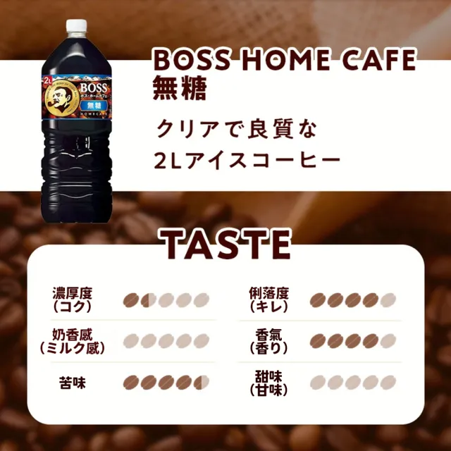 【Suntory 三得利】2000mlx6罐入 BOSS Home Cafe 無加糖黑咖啡 美式珈琲(日本原裝進口飲料 辦公室工作飲品)