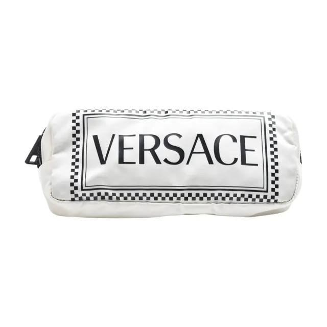 【VERSACE 凡賽斯】經典品牌復古L型LOGO方形腰包(白色DV3G688-DNYVER_DBN)