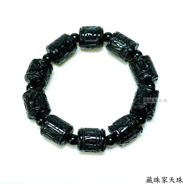 【藏珠家】平安吉祥黑玉髓六字天珠手鍊