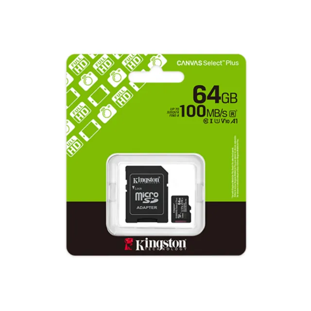 【Kingston 金士頓】Canvas Select Plus microSD 64GB/100MB/s 記憶卡(SDCS3/64GB)