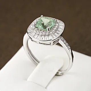 【赫本珠寶】設計款-翠映繁華方塊祖母綠活口戒指