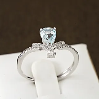 【赫本珠寶】設計款-靛潮心語皇冠水滴海藍寶活口戒指