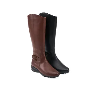 【A.S.O 阿瘦集團】A.S.O 皮帶飾釦圓楦長靴(女鞋_2色任選)