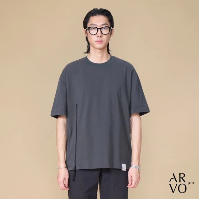 【ARVOpm】藏青側開衩拉鍊寬版短袖T恤00212502102(快閃75折)