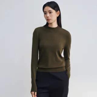 【G2000】女款 小立領長袖針織上衣-橄欖色(4627606157)  洋蔥式穿搭