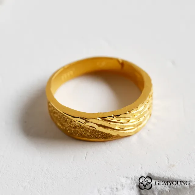 【JING YANG 晶漾】黃金戒指流綫男款(1.98錢±0.05錢)