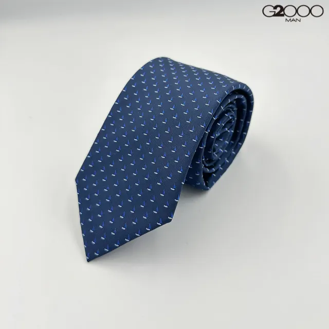 【G2000】男款 絲質印花配襯領帶-荷蘭藍色(4610069078)  面試 職場 通勤穿搭