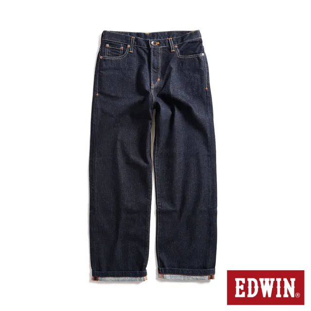 【EDWIN】女裝 高腰丹寧直筒寬褲(原藍色)