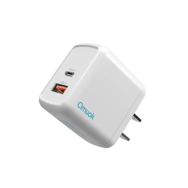 【amuok】36W GaN 氮化鎵雙孔快充充電器 USB+Type-C(充電器 充電頭 旅充頭)