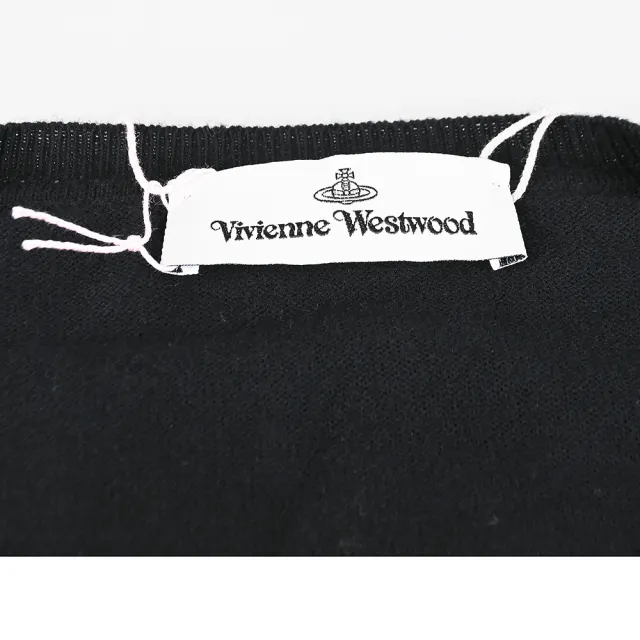 【Vivienne Westwood】Vivienne Westwood土星刺繡薄款長袖針織衫(女款短版/黑)