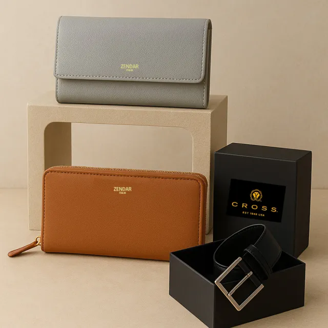 【CROSS】多品牌 限量1折 頂級小牛皮小羊皮皮帶皮夾 全新專櫃展示品(買一送一好禮 送禮盒提袋)