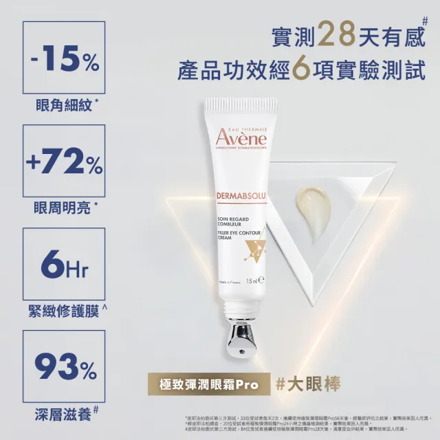 【Avene 雅漾】官方直營 極致彈潤眼霜Pro 15ml(抗老 x 緊緻x 滋養 #大眼棒)