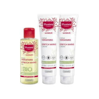 【Mustela 慕之恬廊】慕之孕 孕期2霜1油組(孕膚霜150mlX2+孕膚油105mlX1)