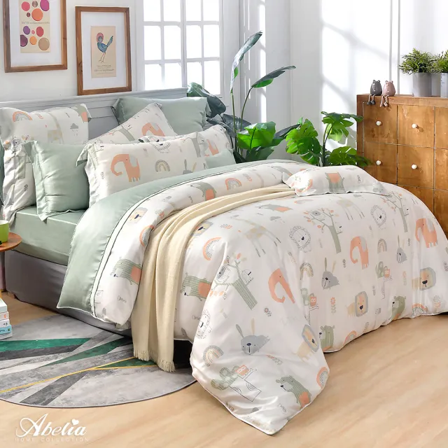【Great Living 格蕾寢飾】Abelia 100%天絲木漿兩用被床包四件組-加大180x186cm(600織 多款)