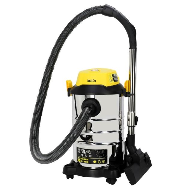 KOLIN 歌林 KTC-UD1808 圓筒式吸塵器，18L 大容量集塵筒設計，適閤家庭大範圍清潔。銀色系時尚外觀，尺寸 300(寬)×510(高)×300(深)mm，輕巧僅 4.75kg。支援 110V 電壓，中國製造，BSMI 認證 R3B051，保固 1 年，提供強力吸塵效能，家用清潔首選。