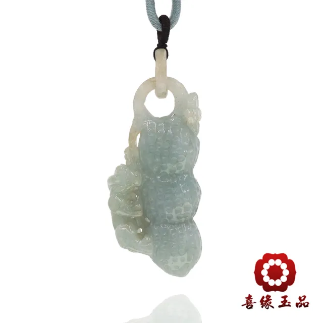 【喜緣玉品】貔貅 天然翡翠A貨 仿古貔貅 長生果 好事花生 玉珮-僅此一品(開運風水)(直)