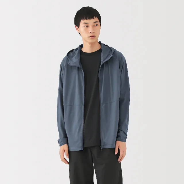 【MUJI 無印良品】男抗UV速乾可攜式拉鍊連帽外套(灰銀/黑色/煙燻藍)