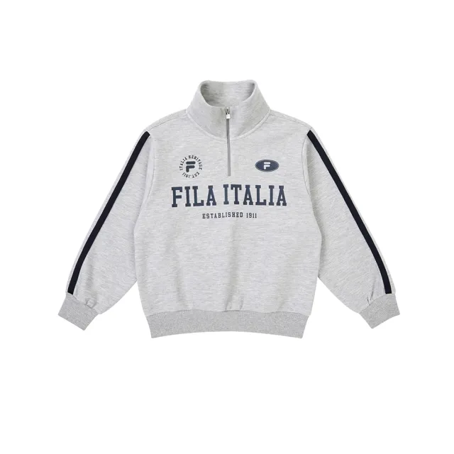 【FILA】KIDS 童半門襟長袖T恤-麻灰(1TEY-8701-MY)