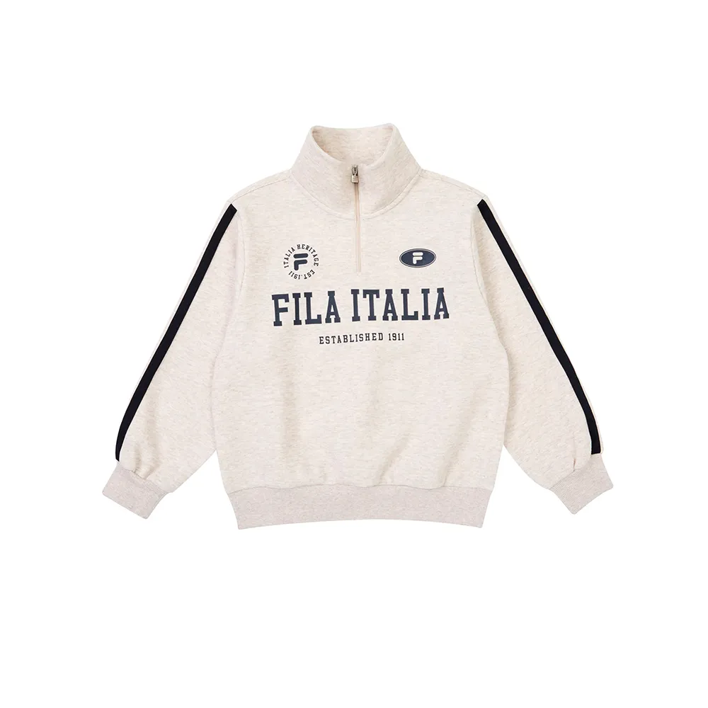 【FILA】KIDS 童半門襟長袖T恤-卡其(1TEY-8701-KK)