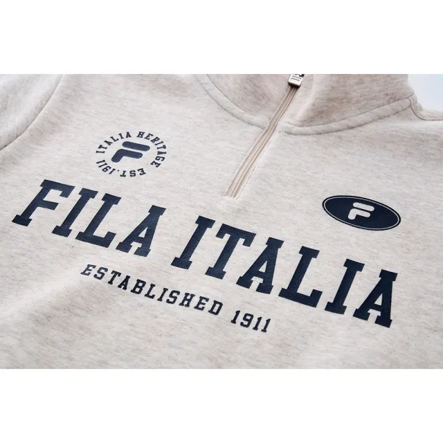 【FILA】KIDS 童半門襟長袖T恤-卡其(1TEY-8701-KK)