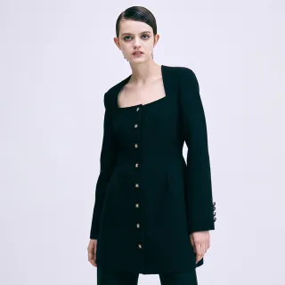 【MARDI MERCREDI】方領洋裝 黑色 休閒 花呢 TWEED MINI DRESS SQUARE NECK